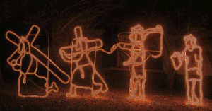 Animated Christmas Light Display of Jesus Being Flogged