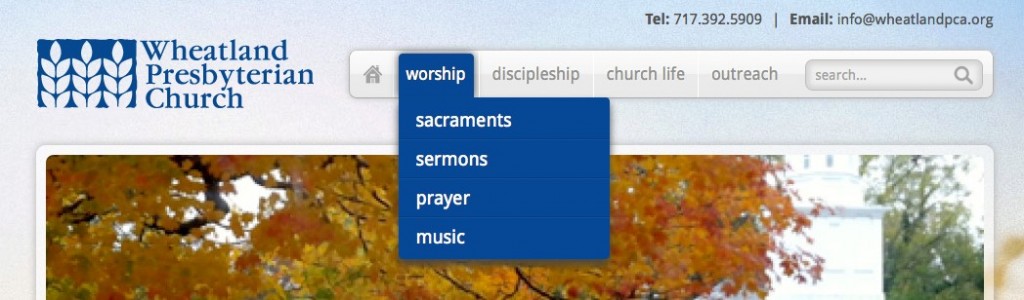 Church SEO: Menu example