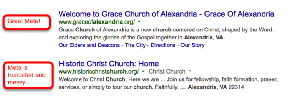 Church SEO: Meta comparison