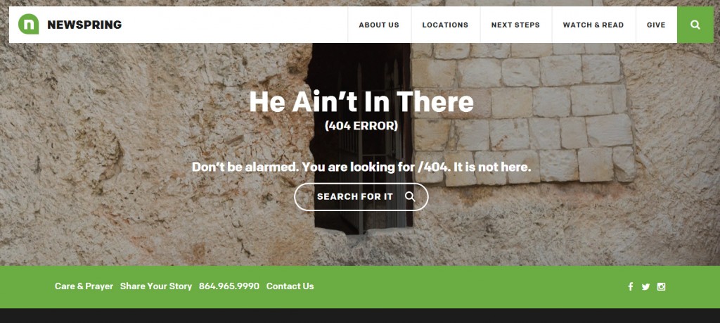 Newspring 404 error page