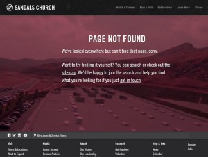 Sandals Church 404 error page