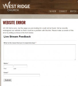 West Ridge 404 error page