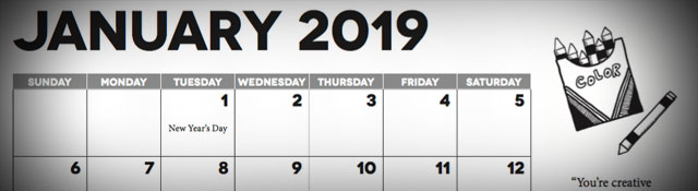 2019 Calendar for Church Communicators